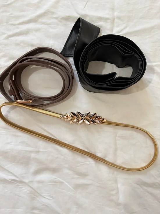 Gold Leaf Slim Women's Belt - Black and Brown Options - Picture 2 of 4